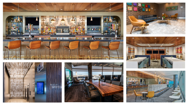 Photo collage of new Delta Sky Club at MCI