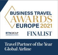 Business Travel Awards Europe 2021 Finalist - Travel Partner of the Year Global Airline