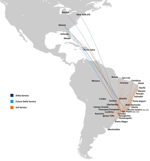 Delta and GOL Network Map