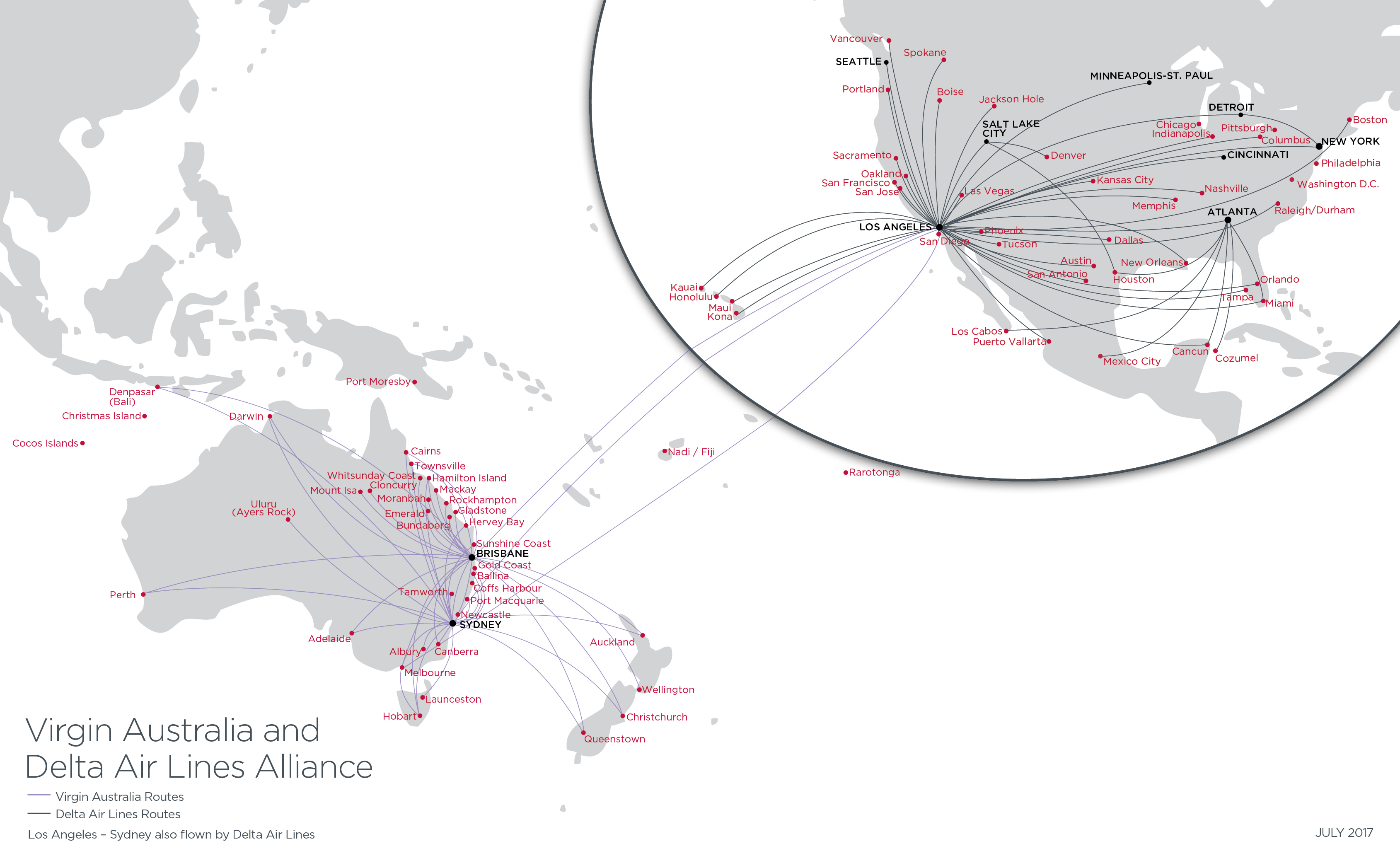 Delta and Virgin Australia network