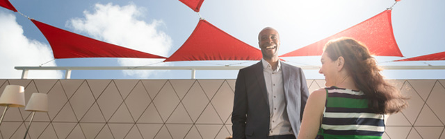 Customers on the Sky Deck of the Sky Club in John F. Kennedy International Airport