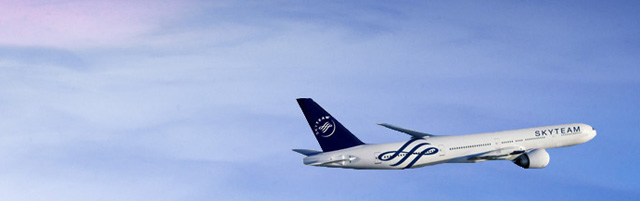 Skyteam aircraft flying